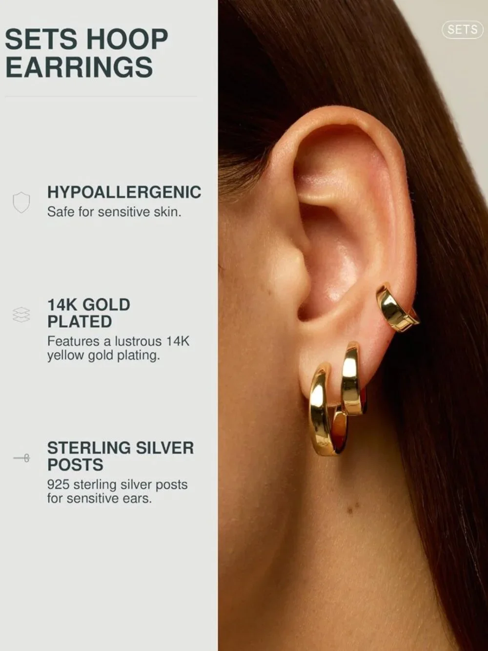 18K Gold Plated Small Hoop Earrings for Women - Stylish Piercing Jewelry Pack